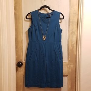 Sleeveless Ponte Dress with Pockets - teal